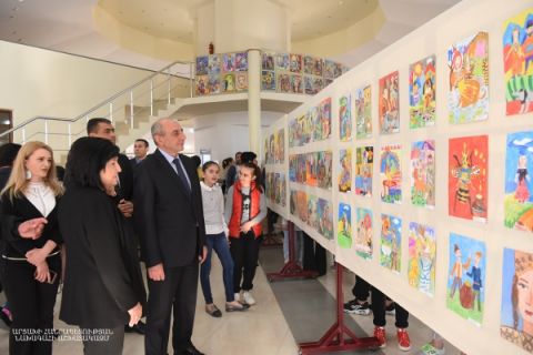 President partook at an exhibition dedicated to the 150th birthday anniversary of Hovhannes Toumanyan