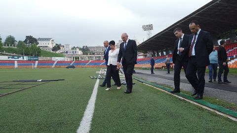 Artsakh Republic President Bako Sahakyan visited the central stadium of Stepanakert